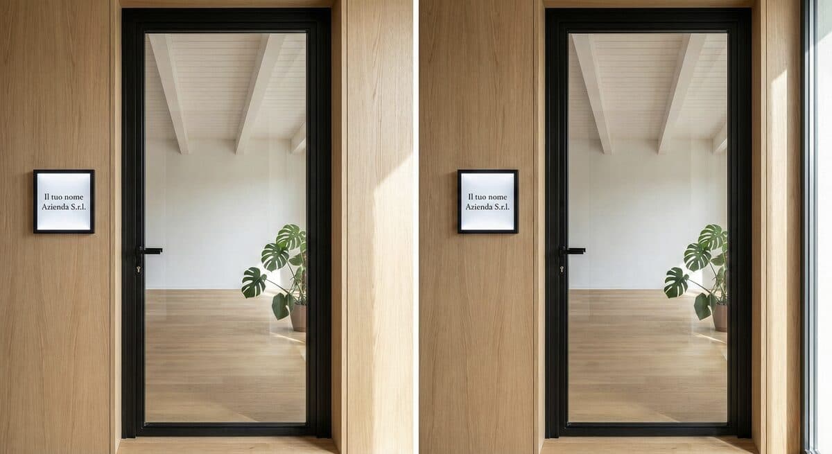 Professional office entrance with business nameplate in Viareggio