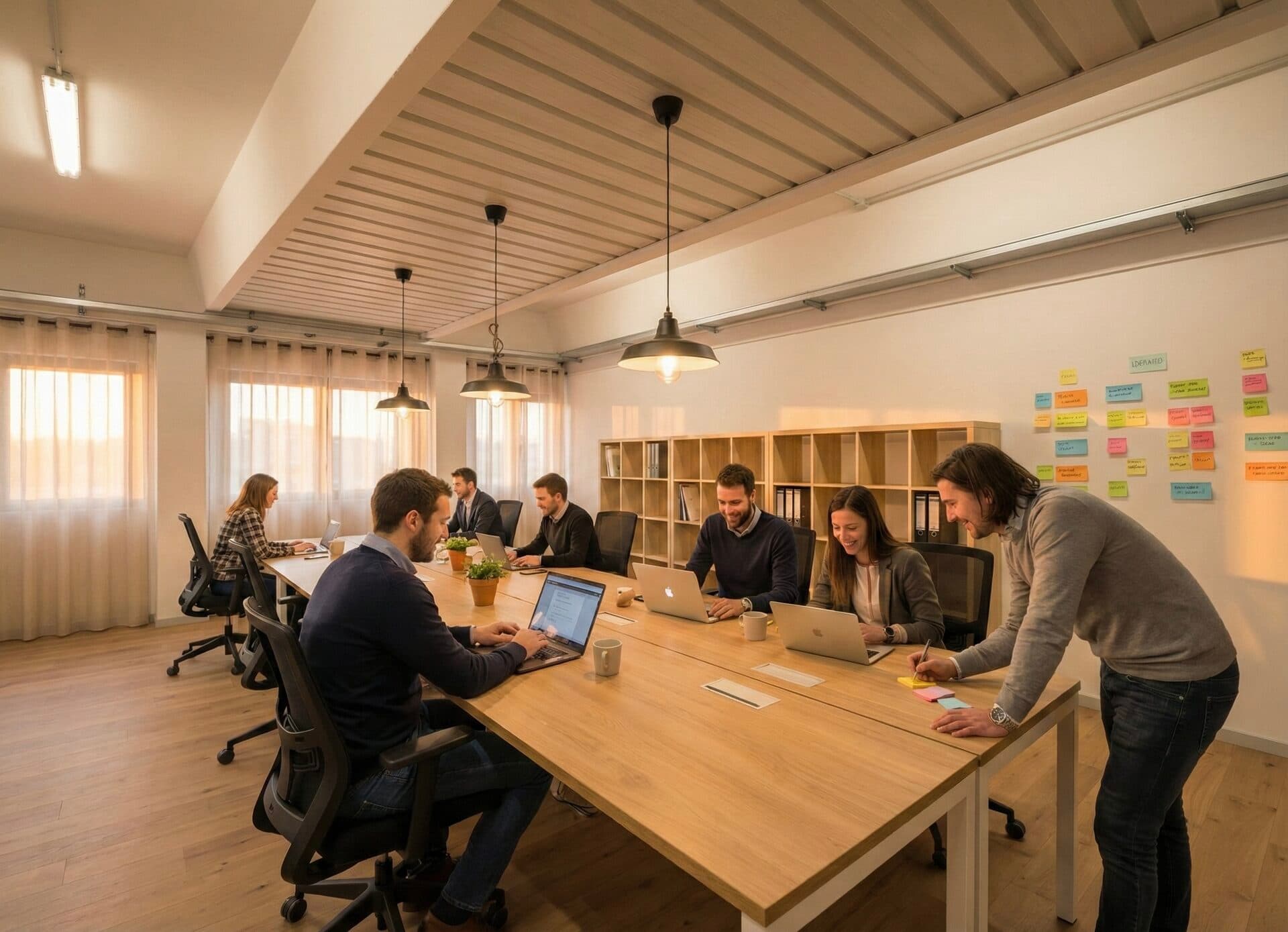 Team working in a modern space with a view of Versilia