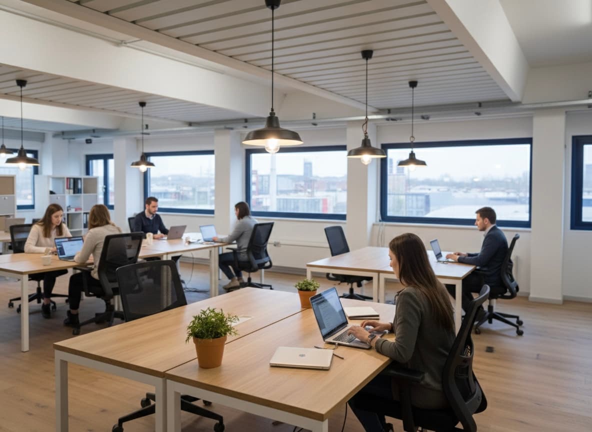 Workstations in a modern co-working space in Viareggio